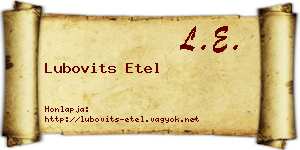 Lubovits Etel névjegykártya